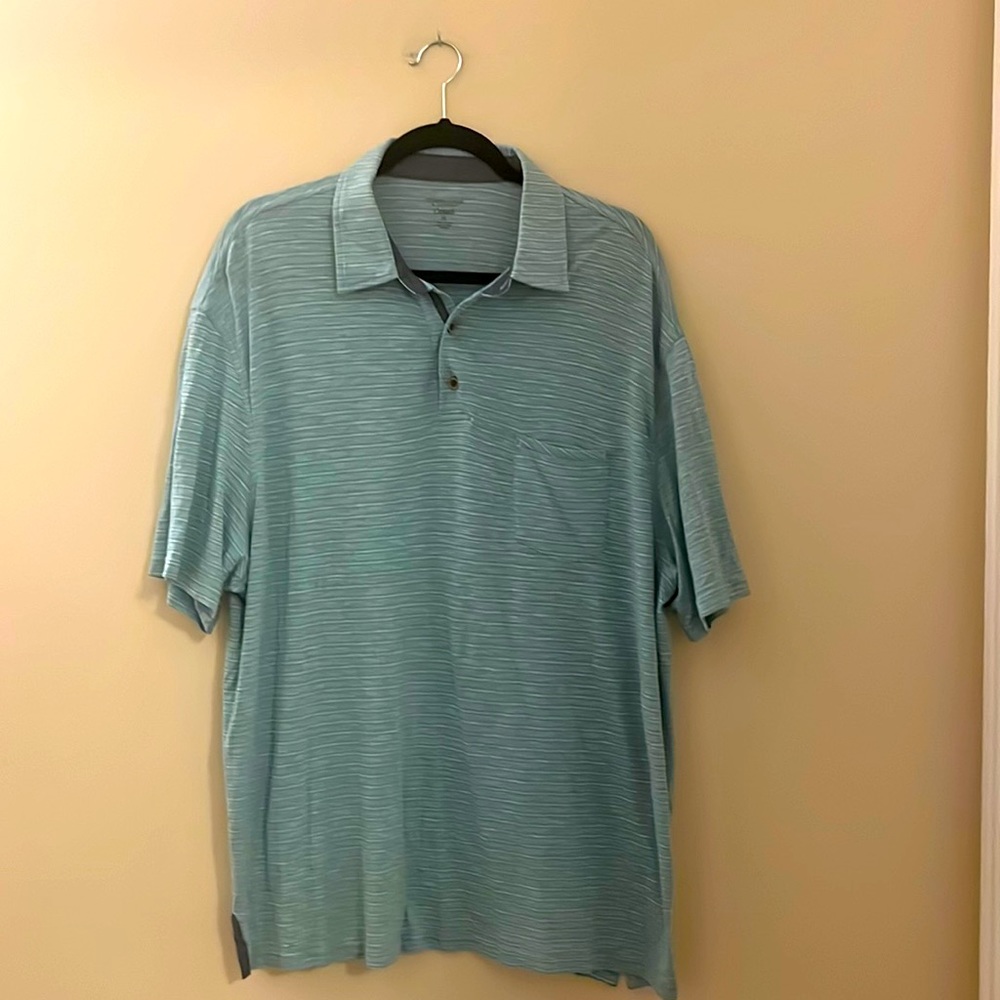 Roundtree & Yorke Casuals Men’s Heathered Blue & White Striped Polo Size XL